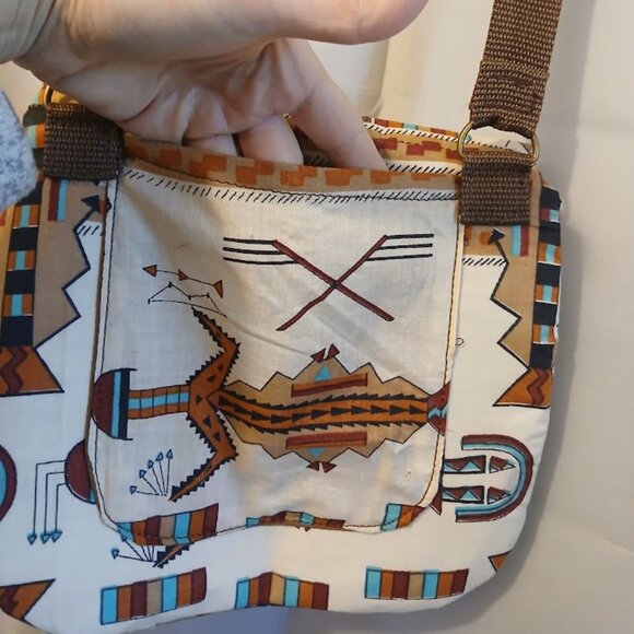 New Western Aztec print Shoulder Bag Purse Cowgirl Brown Turquoise Southwestern - Picture 9 of 10
